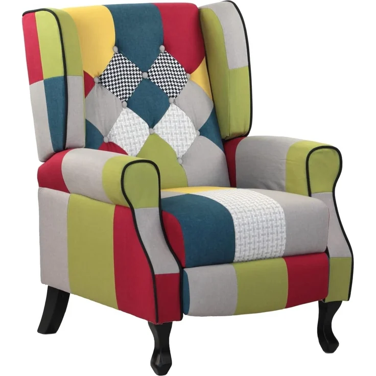 BRIGROS La voglia di fare WeHome – Relaxsessel mit ergonomischer Sitzfläche aus Stoff, Bettsessel, verstellbare Rückenlehne, für Wohnzimmer, Wohnzimmer und Büro (Patchwork, Patchwork) – Bild 1