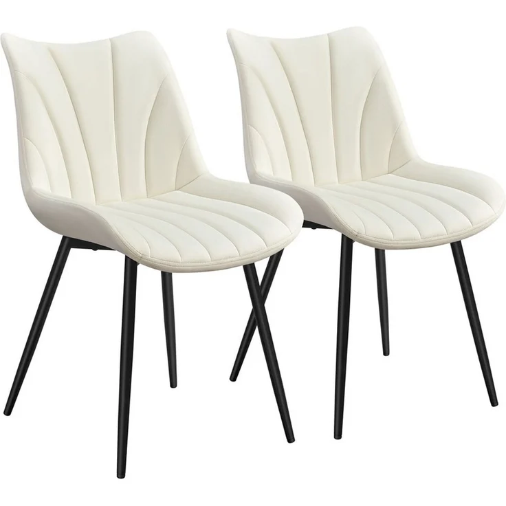 Yaheetech Esszimmerstuhl Gepolsterte Küchenstühle mit Metallbeinen (2 St), 2er-Set Beistellstühle mit Vertikal Gestepptem Design – Bild 5