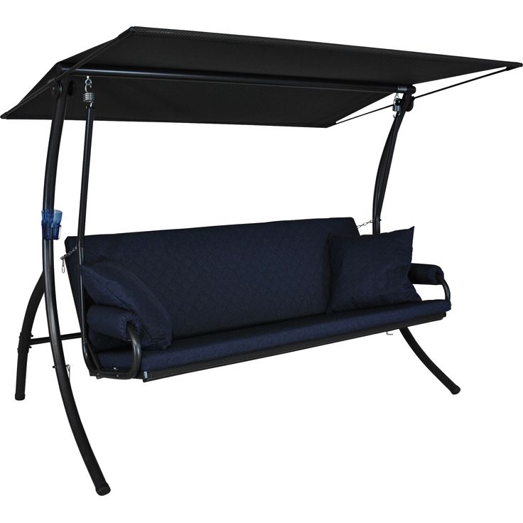 Angerer Freizeitmöbel Hollywoodschaukel 'Elegance Joy', 3-Sitzer mit Bettfunktion, marineblau, wetterfestes Sonnendach, abziehbare und waschbare Bezüge, Made in Germany, 210 x 145 x 160 cm