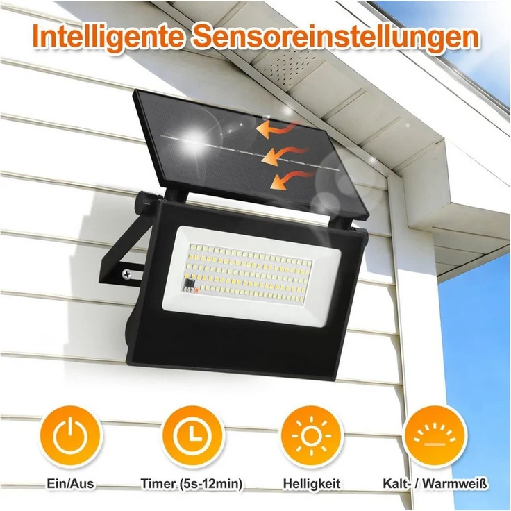 Clanmacy LED Solarleuchte Strahler Lampen mit Bewegungsmelder Balkon Außen Treppen, weißes Licht – Bild 4