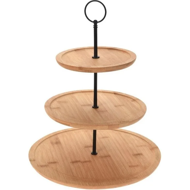 Spetebo Etagere Bambus Etagere mit 3 Etagen - 35 cm, Bambusholz, Metall, (Stück, 1-tlg, Holz Etagere), Etagenständer 3-stöckig