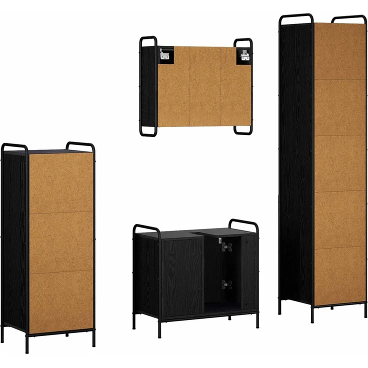 vidaXL Badezimmerschrank-Set 4 stk. Schwarz Eichen-Optik 3444627 – Bild 8