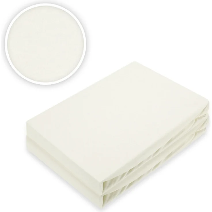 Jersey Spannbettlaken Premium Marke Doppelpack 60 x 120 - 70 x 140 cm Naturweiß – Bild 2