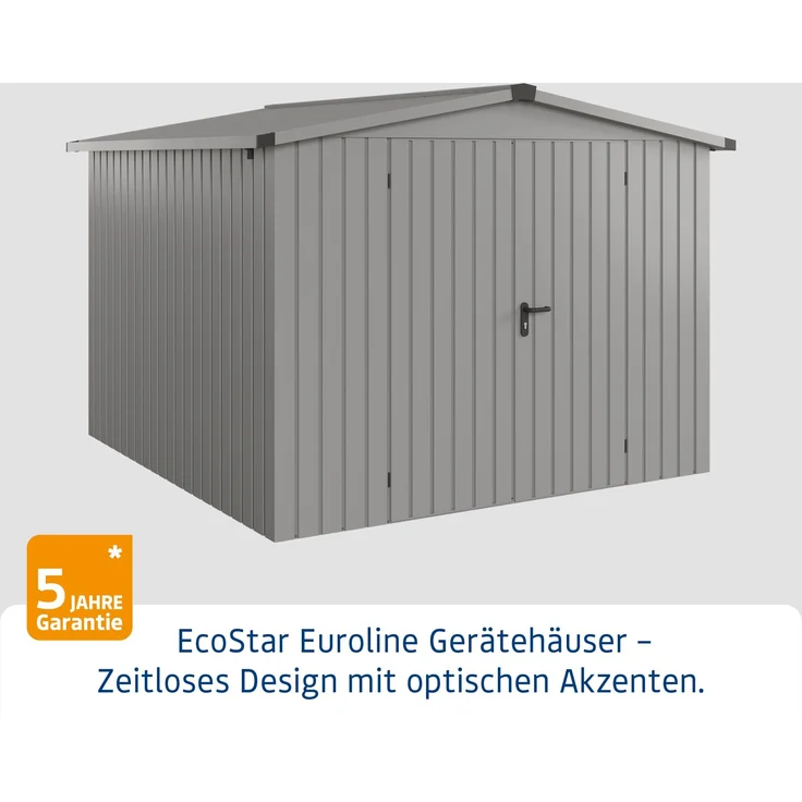 Hörmann Ecostar Metall-Gerätehaus "Euroline Trend" mit Satteldach ESD 10, graualuminium, 262 x 262 cm,2-flüglige Tür – Bild 2