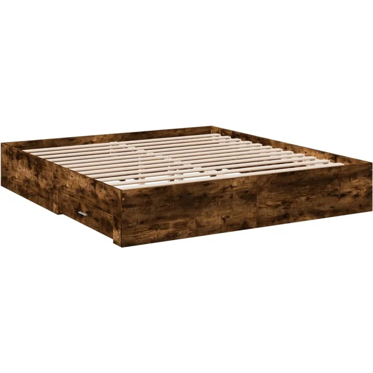 vidaXL Bettgestell mit Schubladen Räuchereiche 180x200cm Holzwerkstoff 3280367 – Bild 6
