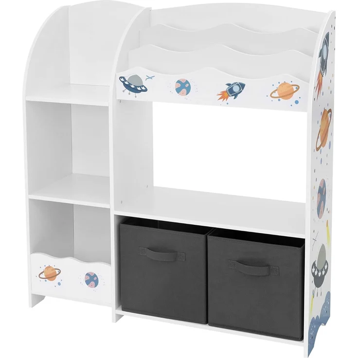 Joyz Spielzeugtruhe Kinderregal Kindermöbel Kinderzimmerregal Spielzeug Spielzimmer Möbel, Weltraum Bücherregal mit 8 Ablagen & 2 Boxen Pressspan / Vlies – Bild 1