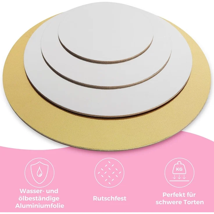 Wenburg Tortenplatte 4er-Set Tortenplatten, Pappe, Cake-Board Tortenteller beidseitig verwendbar Tortenplatte Pappe – Bild 3