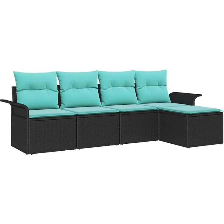 vidaXL Gartensofa-set mit Speicher 5 pcs Schwarz Poly-Rattan 3353995 – Bild 2