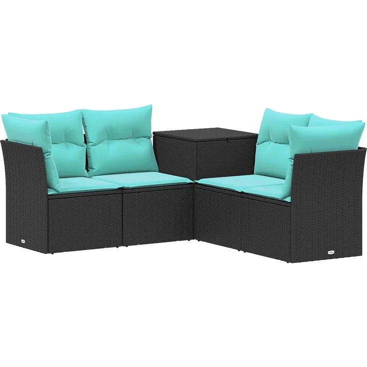 vidaXL Sofa Set 5 stk. Schwarz und Blau 179 x 179 x 85 cm 3447830 – Bild 2