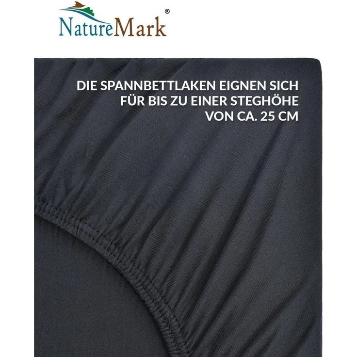NatureMark - Mikrofaser SPANNBETTLAKEN zum Sparpreis! viele Größen und Farben Markenware (90x200-100x200 cm, schwarz) – Bild 3