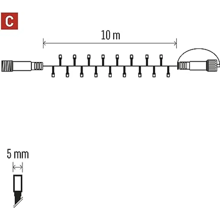 EMOS Connect System 10m Lichterkette Standard, Weihnachtslichterkette mit 100 LEDs, Erweiterungskomponent C (ohne Verbindungskabel und Adapter), IP44 für Innen und Außen, grüne Lichtfarbe – Bild 6