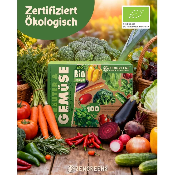 ZenGreens® - Bio Kräuter- & Gemüsesamen im 100er Set - 100 Kräuter- & Gemüse Samen für den einfachen Anbau im Garten, Balkon oder Hochbeet - Pflanzensamen - Saatgut – Bild 2