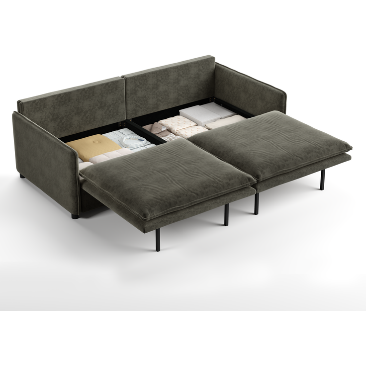 DESVIAE Schlafsofa 3-Sitzer Dunkelgrau aus Chenille – 206x86x91 cm – Bettkasten, verstellbare Rückenlehne – Bild 7