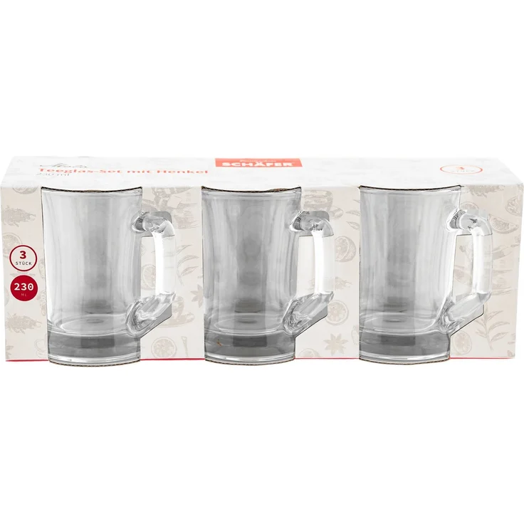 Gläser Set mit Henkel - 6-teilig, 230 ml, für Tee, Kaffee & Getränke – Bild 4