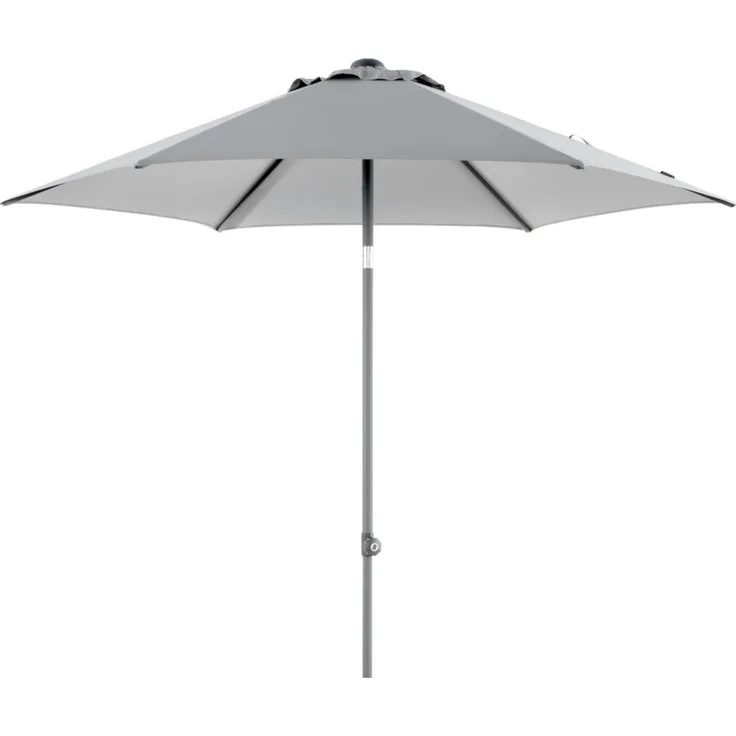 Sonnenschirm Poppi von Brafab aus Aluminium und Polyester, neigbar, rund, grau, Ø 250 cm