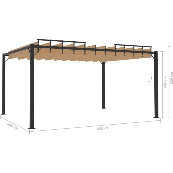 vidaXL Pergola mit Lamellendach 3x4 m Taupe Stoff und Aluminium 313928 – Bild 6