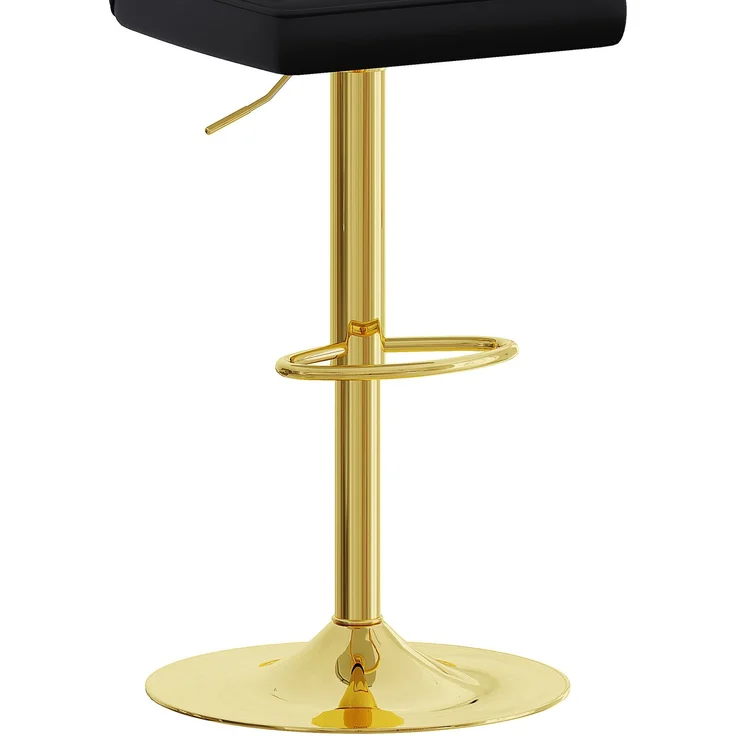 Höhenverstellbarer Barhocker im 2er-Set, 360° drehbar. Luxuriöser Barhocker im Schwarz-Gold-Design aus wasserabweisendem PU-Leder, geeignet für Kücheninseln. Verschiedene Farben erhältlich.--Schwarz + Gold--37x44x44.5cm--YOUDENOVA – Bild 8