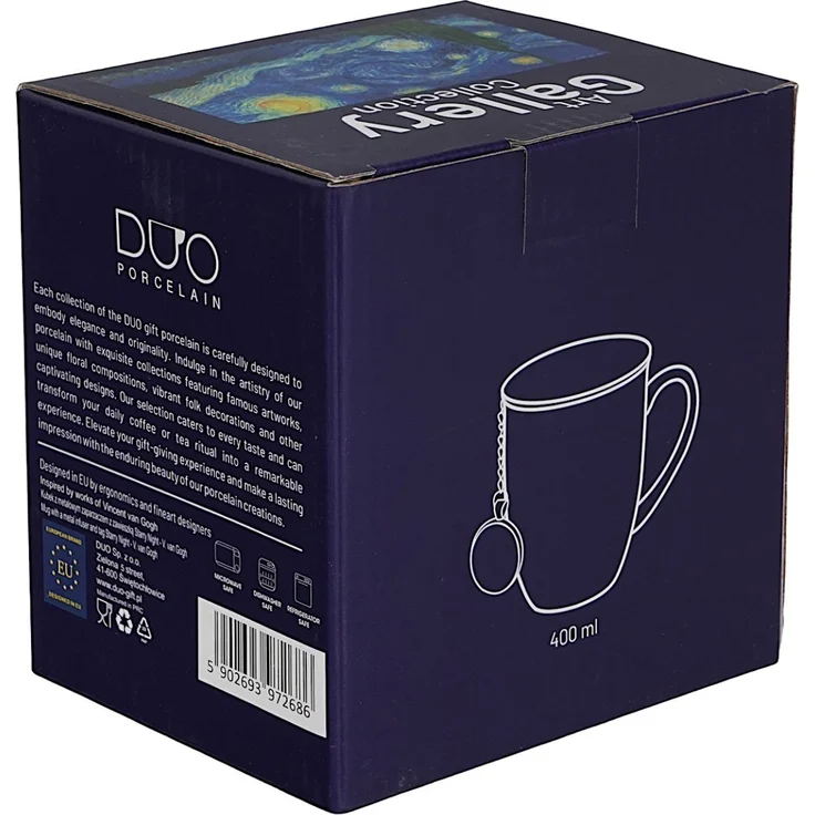 DUO ART GALLERY Becher 400 ml mit Teesieb STARRY NIGHT inspired by Van Gogh, New Bone China Porzellan – Bild 5