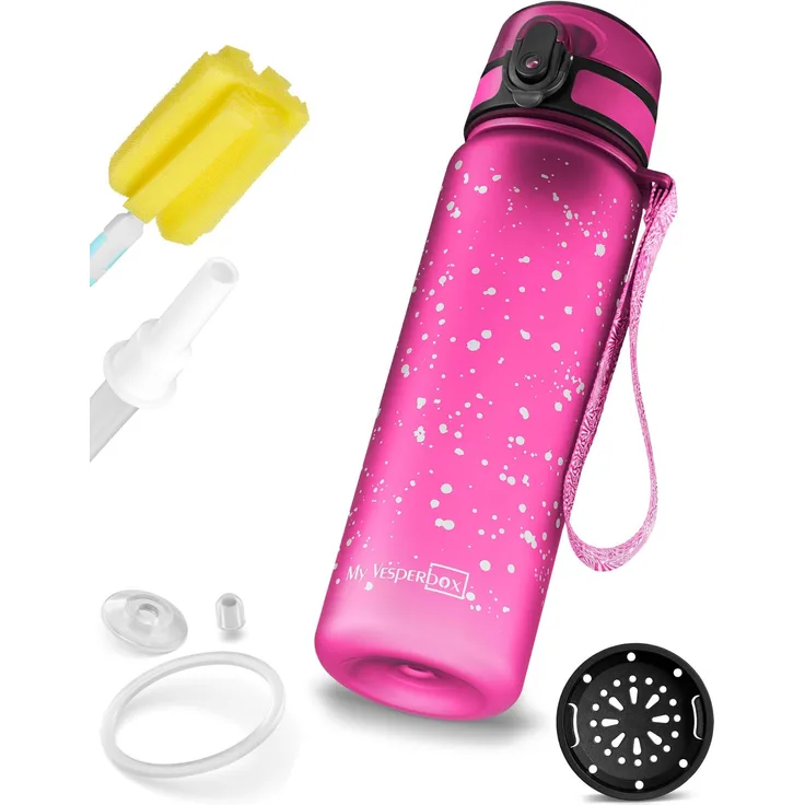 My Vesperbox® Trinkflasche Kinder [500ML] - Wasserflasche Kohlensäure Geeignet & Auslaufsicher - Water Bottle Kids - für Schule & Sport - Kinderflasche für Mädchen & Jungen - inkl. Ersatzdichtung