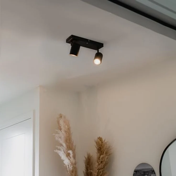 Qazqa LED Aufbaustrahler Jeana, ohne Leuchtmittel, GU10, Schwarz, Modern, Stahl, 2-flammig – Bild 1