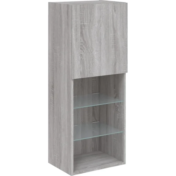 vidaXL 4-tlg. Wohnwand mit LED-Beleuchtung Grau Sonoma Holzwerkstoff 3216652 – Bild 8