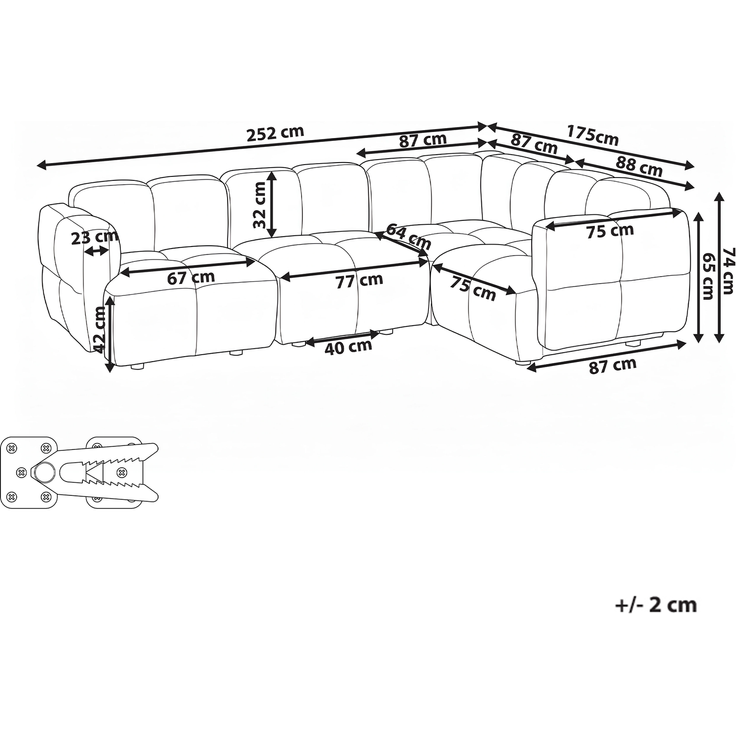 Modul Ecksofa 4-Sitzer MAKSABERG Stoff Taupe linksseitig – Bild 2