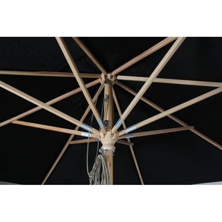 Sonnenschirm Reggio aus Buchenholz und Polyester, modern skandinavisch, schwarz, Ø 300 cm – Bild 4