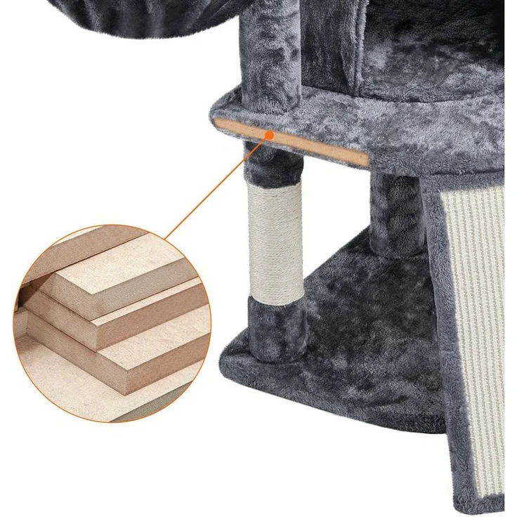 Yaheetech Kratzbaum 106 cm (H), Kletterbaum Katzenbaum mit Katzenhöhle & Sisalstämme & Kratzbrett – Bild 3