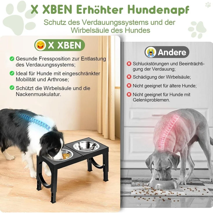 LuxusKollektion 'XBEN' erhöhter Hundenapf 5-stufig verstellbar, Edelstahl silber / schwarz – Bild 6