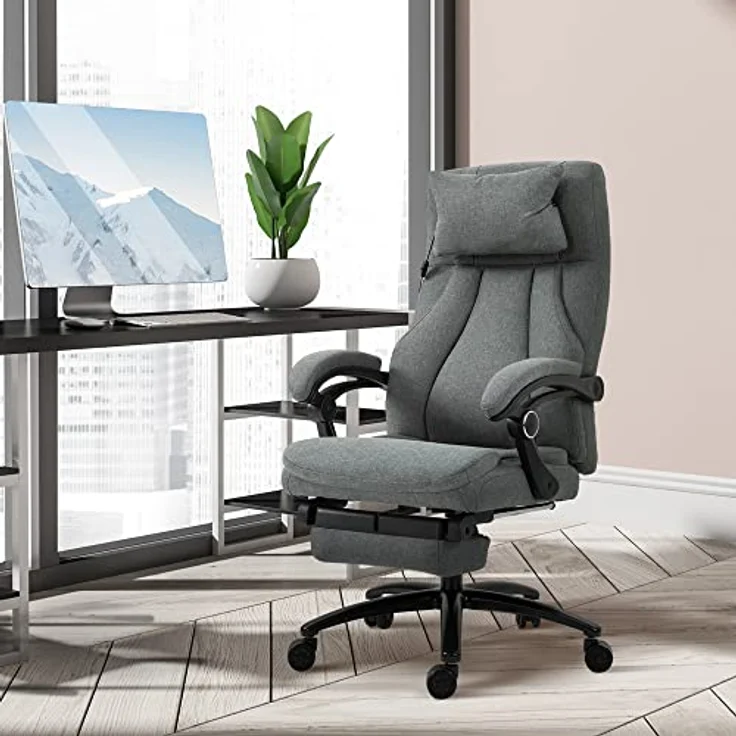 Vinsetto Bürostuhl Massage mit Fußstütze, ergonomisch, höhenverstellbar, 64 x 74 x 109-117 cm – Bild 2