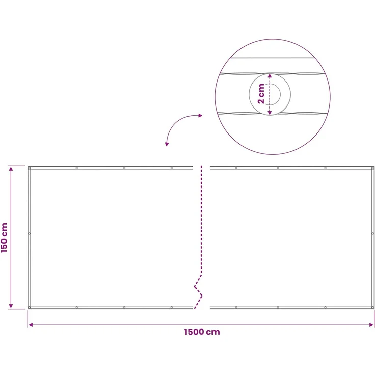 vidaXL Balkon-Sichtschutz 1,5 x 15 m Stoff mit PU-Beschichtung Schwarz 42036778 – Bild 8