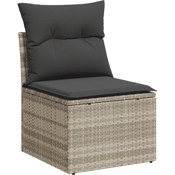 vidaXL 3-tlg. Garten-Sofagarnitur mit Kissen Hellgrau Poly Rattan 3217472 – Bild 3