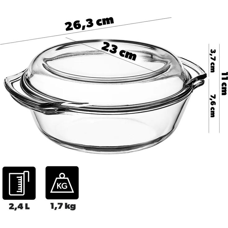 KADAX Runde Auflaufform mit Deckel 2,4L – Bild 2