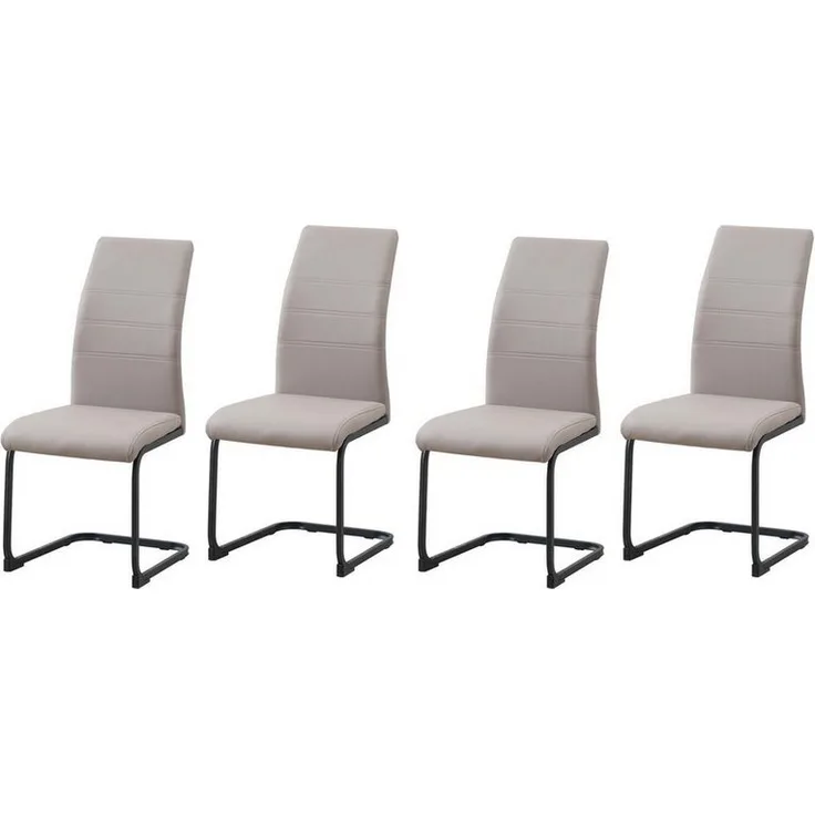 HTI-Line Freischwinger Schwingstuhl 4er Set PU cappuccino SallyP (Set, 4 St), Freischwinger Esszimmerstuhl Kunstleder