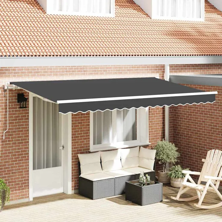 Einziehbare Markise, Sonnenmarkise Anthrazit 350x200 cm Stoff