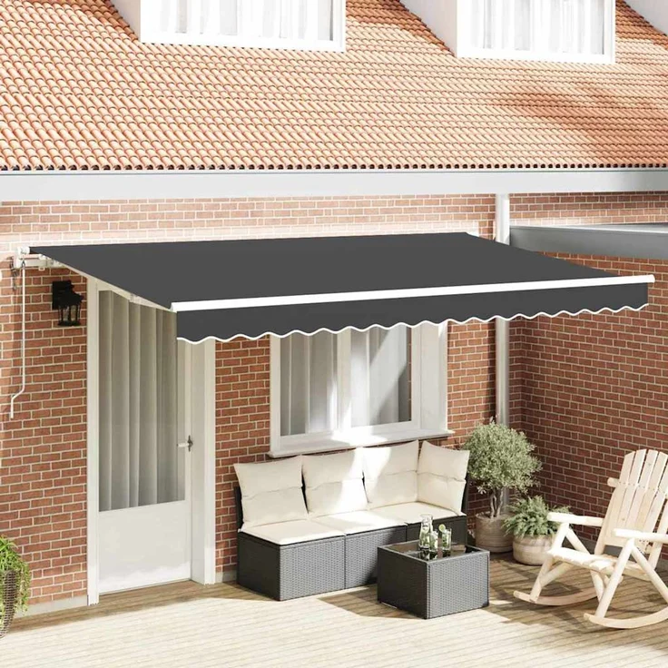 Einziehbare Markise, Sonnenmarkise Anthrazit 350x200 cm Stoff – Bild 1