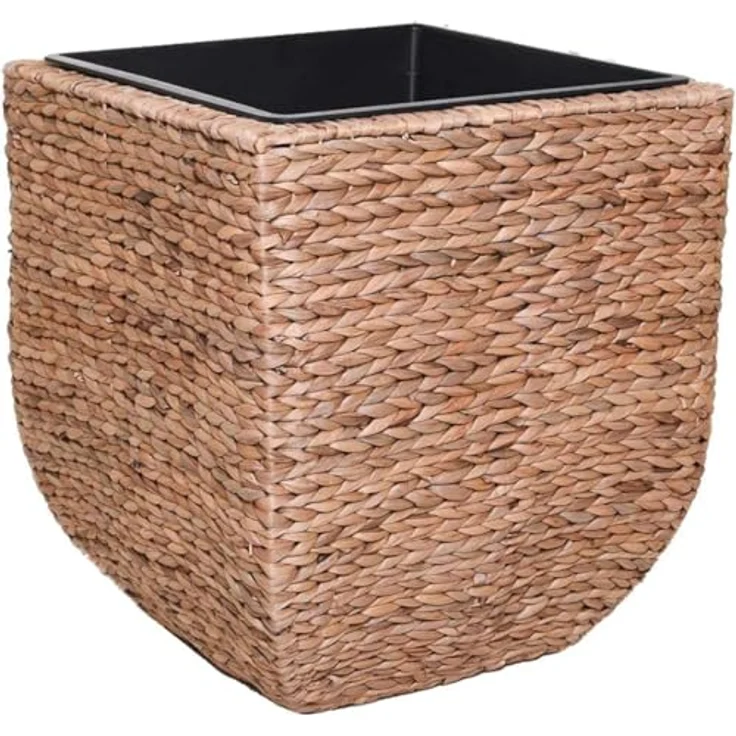 VIVANNO Pflanzkübel Wasserhyazinthe ASIA Würfel, Natur Geflochten 25x25x30 cm – Bild 2