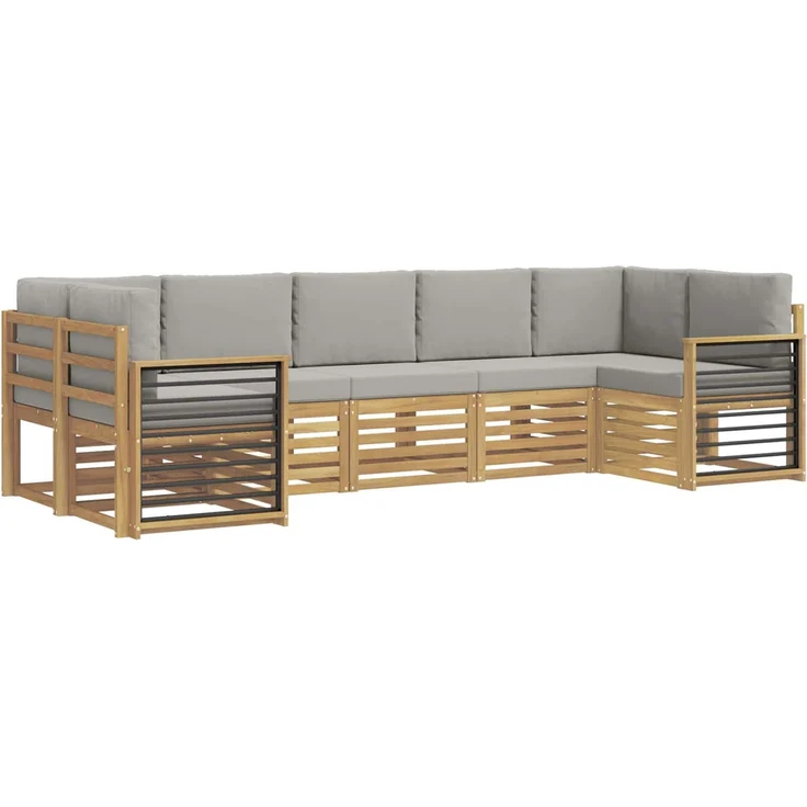 vidaXL Outdoor-Sofagarnitur 7 stk. 7-Sitzer Weiß und Hellgrau 3392446 – Bild 2