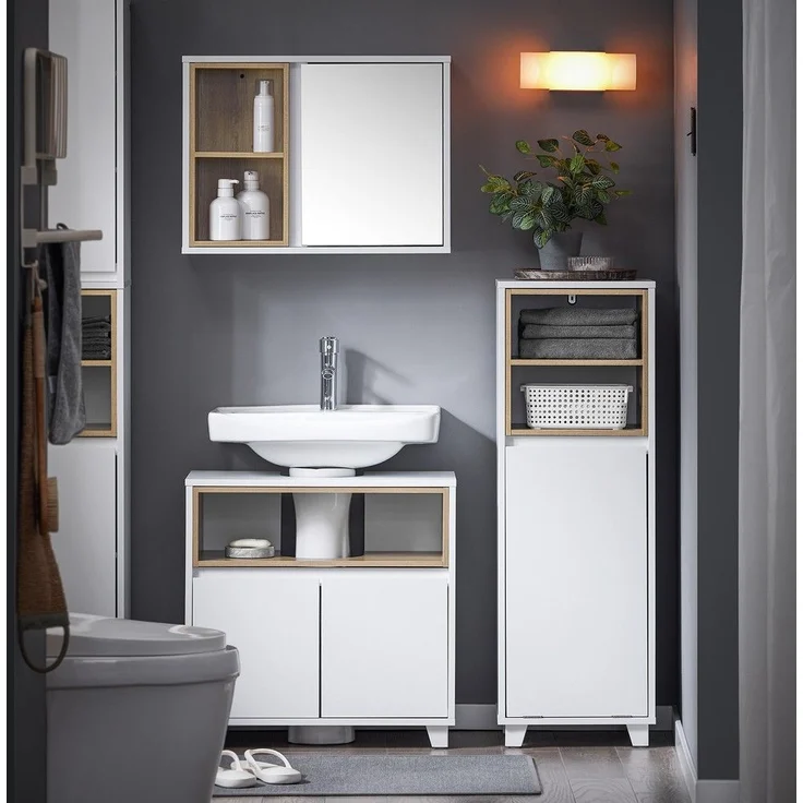 SoBuy BZR146-W Badezimmer-Hochschrank, Spanplatte, Lackiert, Weiß, 35 x 105 x 30 cm – Bild 2