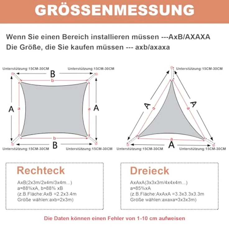 AXT SHADE Sonnensegel Wasserdicht Rechteckig 2,5x3 m Wetterschutz Sonnenschutz PES Polyester mit UV Schutz für Terrasse Balkon Garten-Terracotta – Bild 7