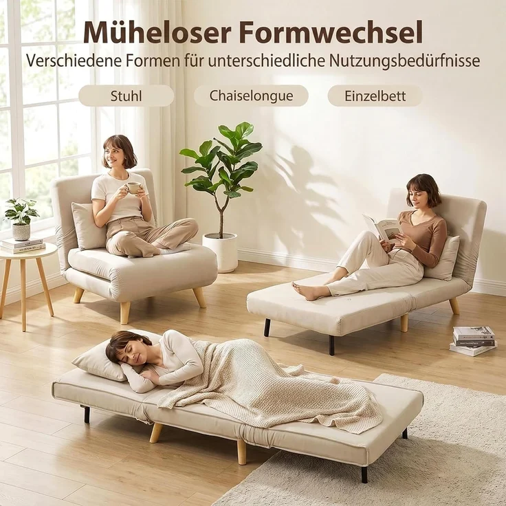 HOMCOM Schlafsessel, Polyester, Beige, 72 x 78 x 79 cm – Bild 4