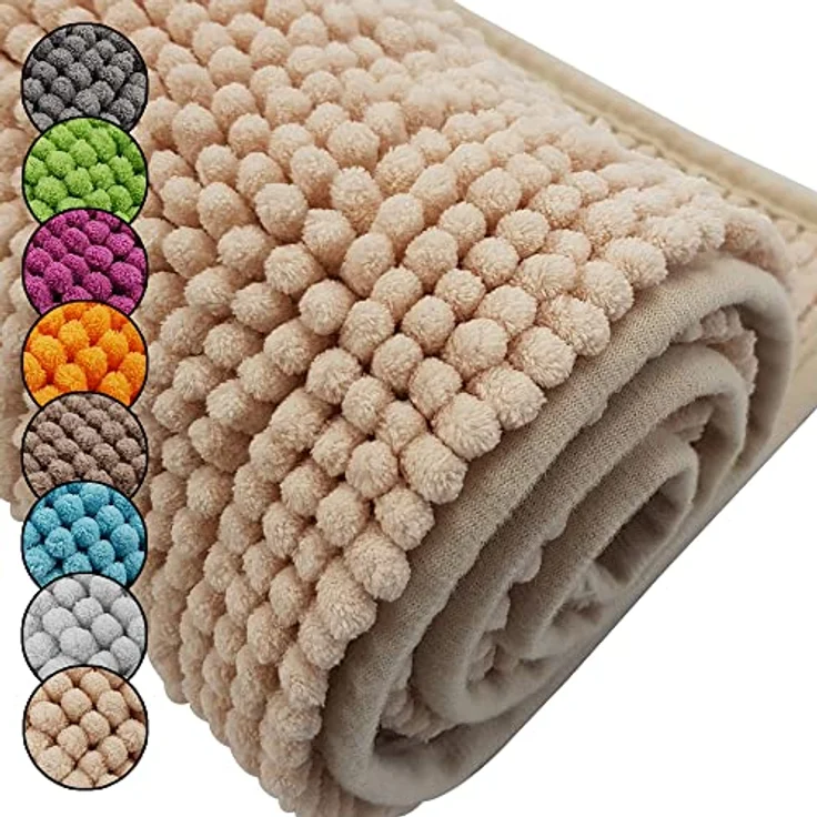 DILUMA Badematte Badematte Chenille 50x80 cm – Badteppich mit kuscheligem Flor, Polyester, rechteckig, Rutschhemmende Beschichtung, schnell trocknend, hohe Saugkraft – Bild 2