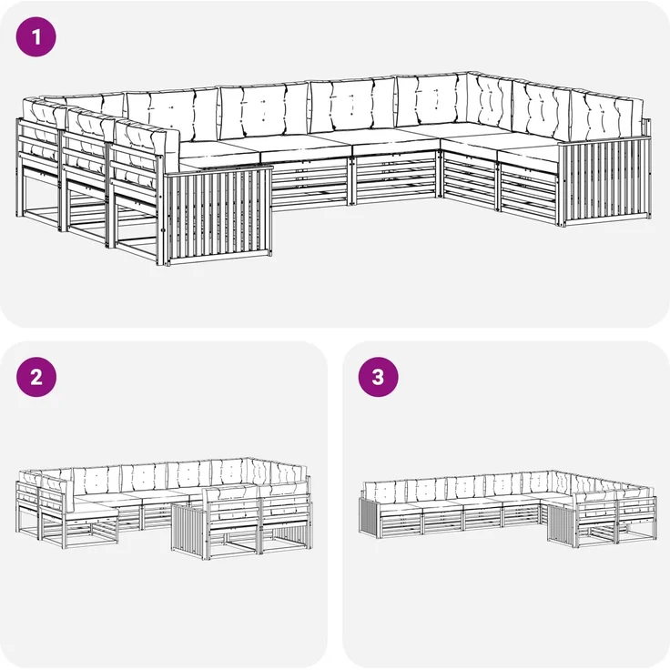 vidaXL Outdoor-Sofagarnitur 9 stk. 9-Sitzer Weiß und Anthrazit 3391152 – Bild 7