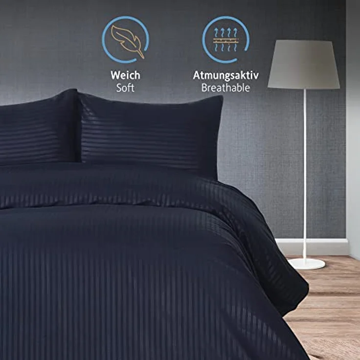 Komfortec Bettwäsche Deluxe, 2&3 Teilig, 140x200 cm, 155x220 cm, 200x200 cm oder 220x240 cm, 100 % Mikrofaser (120 g/m), 2 teilig, Bettwäsche-Sets mit Reißverschluss, Weich und Bügelfrei – Bild 4