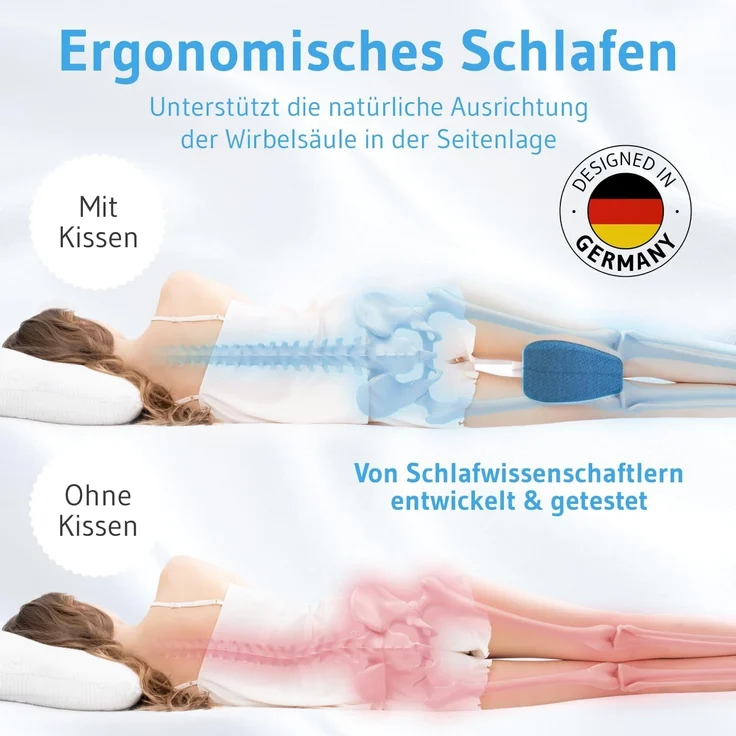 Third of Life Kniekissen für Seitenschläfer mit Thermo-Bezug, Knie-Stützkissen mit Visco-Schaum – Bild 4