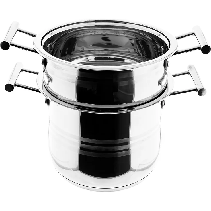 Sunay Couscous Pot aus Edelstahl Kochtopf mit Siebeinsatz in Silber 8L – Bild 2