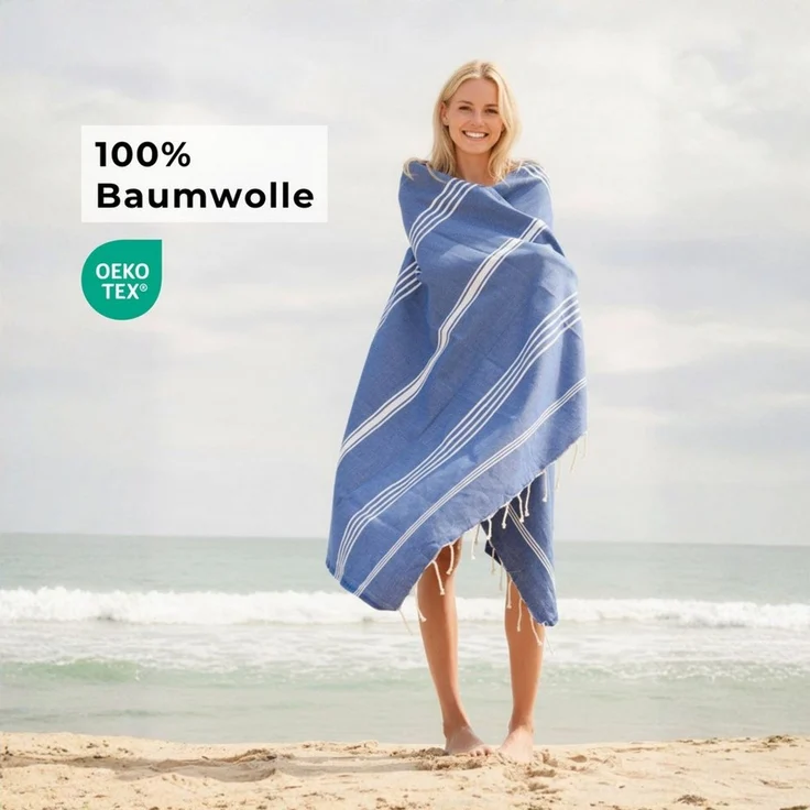 furora HOLIDAY Saunatuch Strandtuch Hamamtuch: groß 100x200 cm Saunatuch, Strandhandtuch dünn, Strandtuch Saunatuch aus 100% Baumwolle Strandtuch Set – Bild 2