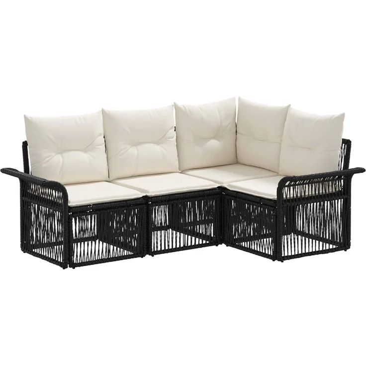 vidaXL Gartensofa-set 4 stk. Schwarz Poly-Rattan 3434821 – Bild 2