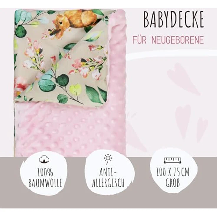 LULANDO® Babydecke 100x75 cm Kuscheldecke Krabbeldecke Spieldecke aus 100% Baumwolle - Standard 100 von Oeko-Tex - Antiallergisch - Hergestellt in der EU – Bild 4