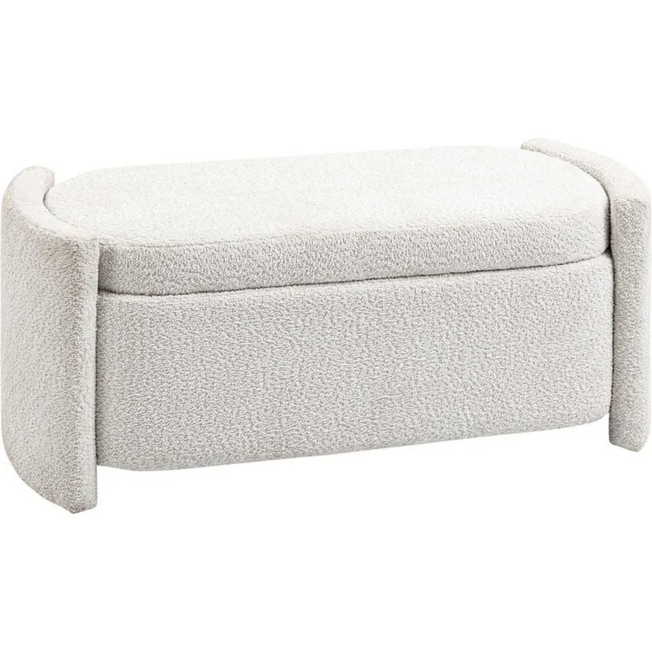 HOMCOM Sitzbank Polsterbank mit Deckel, Samtoptik (Aufbewahrungsbank, 1-St, Lagerbank), Creme, 105 x 44 x 45,5 cm